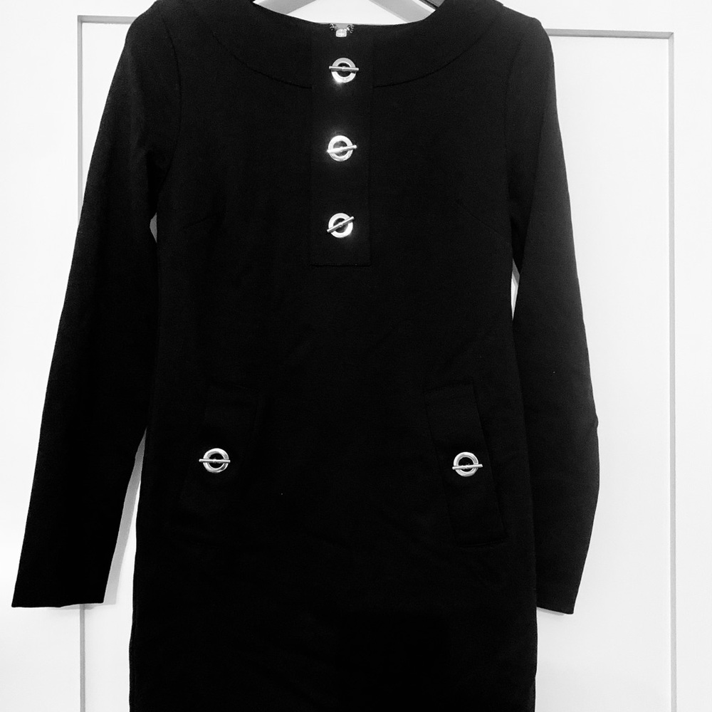 Michael Kors black long sleeve dress with metal buttons